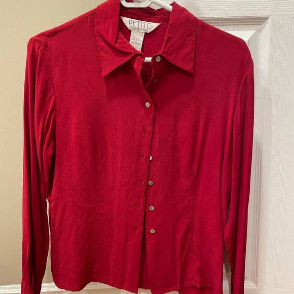 Tops - Red silk button down shirt